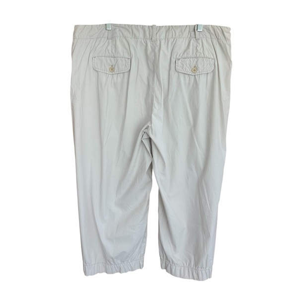 Talbots Heritage Light Khaki Cotton Wide Leg Cropped Drawstring Cargo Pants, 16 - Picture 3 of 8